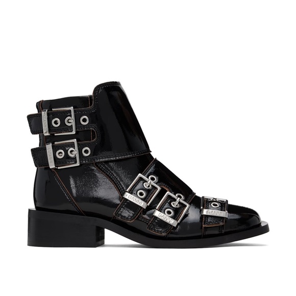 Ganni Shoes - GANNI Feminine Buckle Boot Naplack | Black